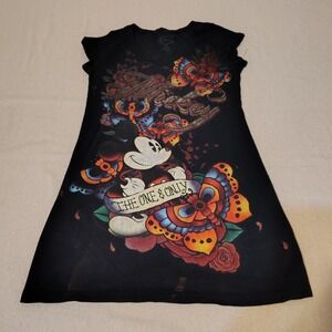 Disney Mickey Mouse Tattoo Ed Hardy Style Tunic Shirt Women S CH Black Graphic 9